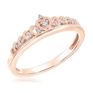 Diamond Tiara Rose Gold Ring 1/20ctw